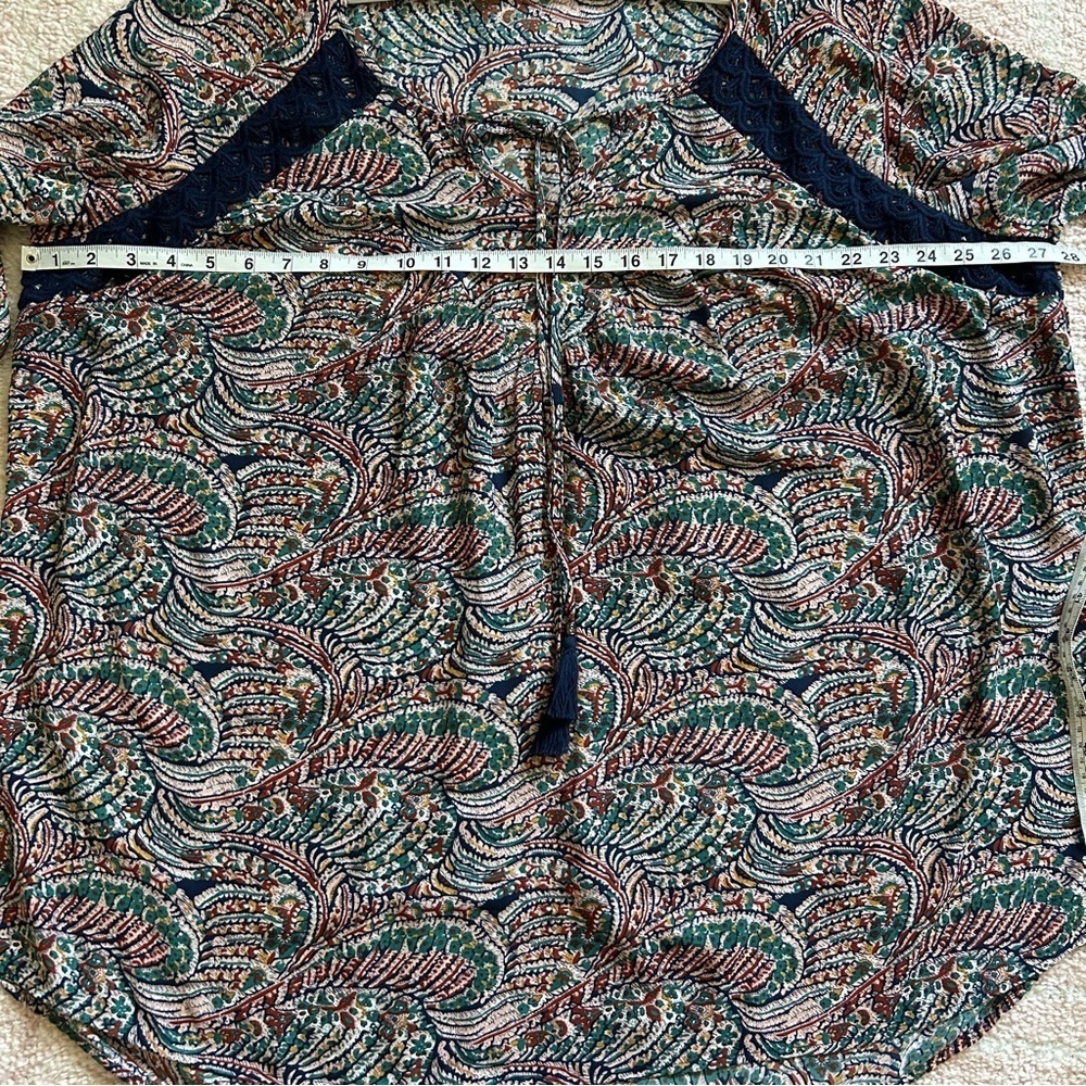 NWT Signature Studio Blouse Abstract Paisley Print Size 3X Boho Spring Office - Picture 7 of 10